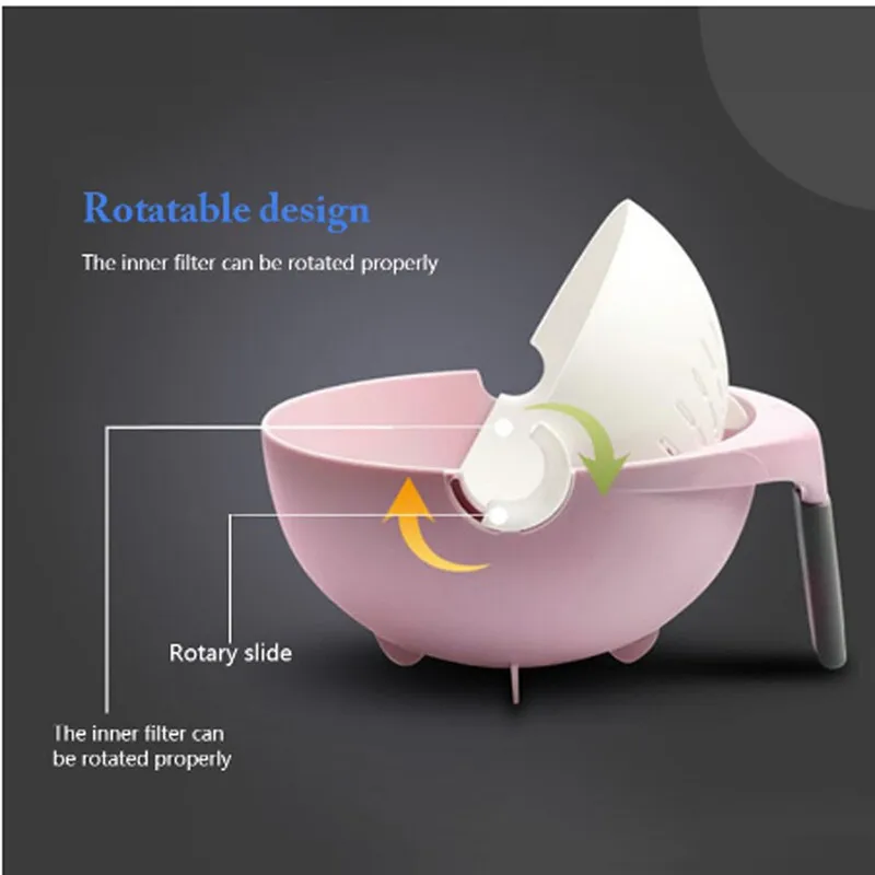 2 In 1 Kitchen Fruit Vegetable Washing Basket Self Balancing Colander Dumps Water But Keeps Food Upright Colanders@C