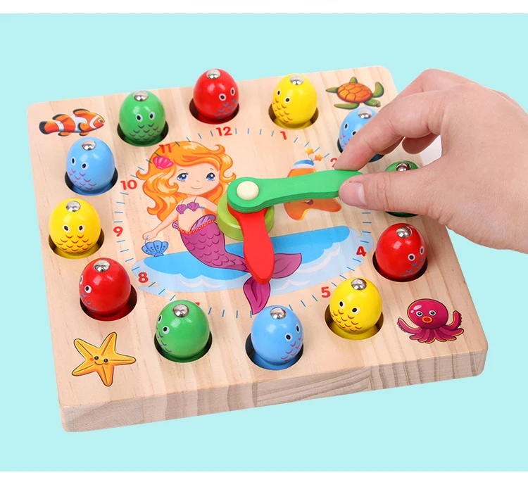 Детские игрушки Learninga и развивающие деревянные часы игрушка игра в рыбалку цифровые часы цифры время Смешные гаджеты интересные игрушки