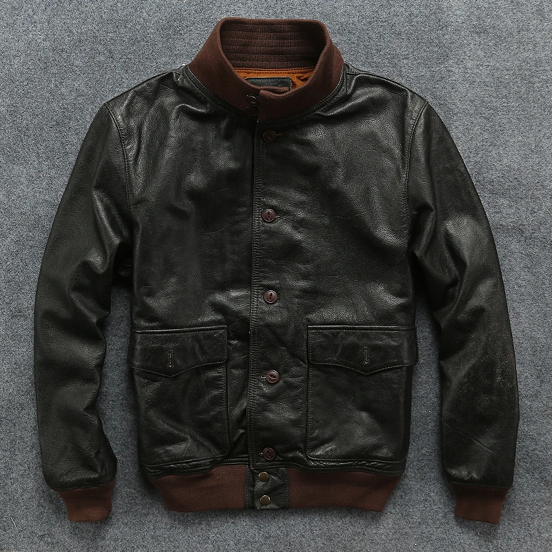 

Genuine Bomber Men Cow Korean Motorcycle Slim Mens Leather Jacket Jaqueta De Couro M6222 YY1000