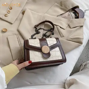 

Simply Crossbody Bags Lady Chain Travel Small Handbags PU Leather Hit Colour Shoulder Messenger Bag for Women 2020