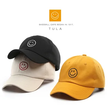 

2020 Hiking Hat Smiley Female Soft Embroidered Cap Student Casual Couple Hat Male Curved Hat Fashion Baseball Cap In Stock