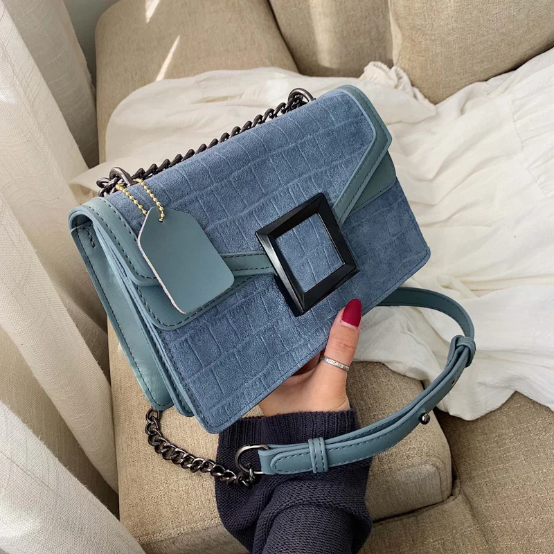 

On the new small bag woman 2019 Korean version of the foreign gas stone-print chain small square bag fashion hundred sloping