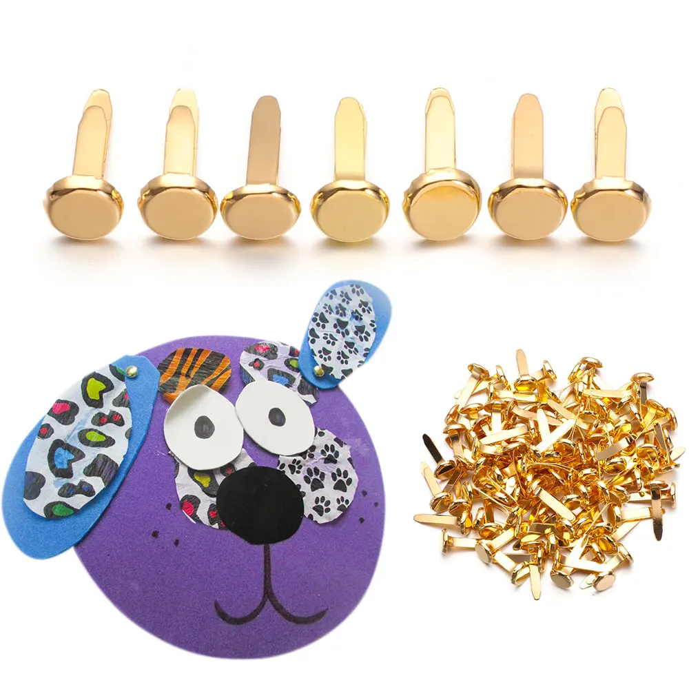Metal Brads 100 PCs Metal Brad Studs Spikes Scrap Booking Embellishment Clasp Fastener DIY Photo Album Crafts Decoration