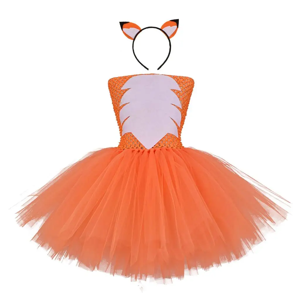New Kids Fox costume Girls Tutu Dress Headwear Tail Animal Girl Party Dresses Girls Halloween Performance Cosplay Costumes