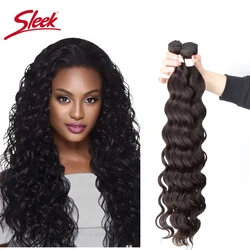 Sleek Double Drawn Brazilian Deep Wave Hair Bundles Natural Color 10 To 26 Inches Hair 1/3/4Pcs Hair Extensions Remy Human Hair