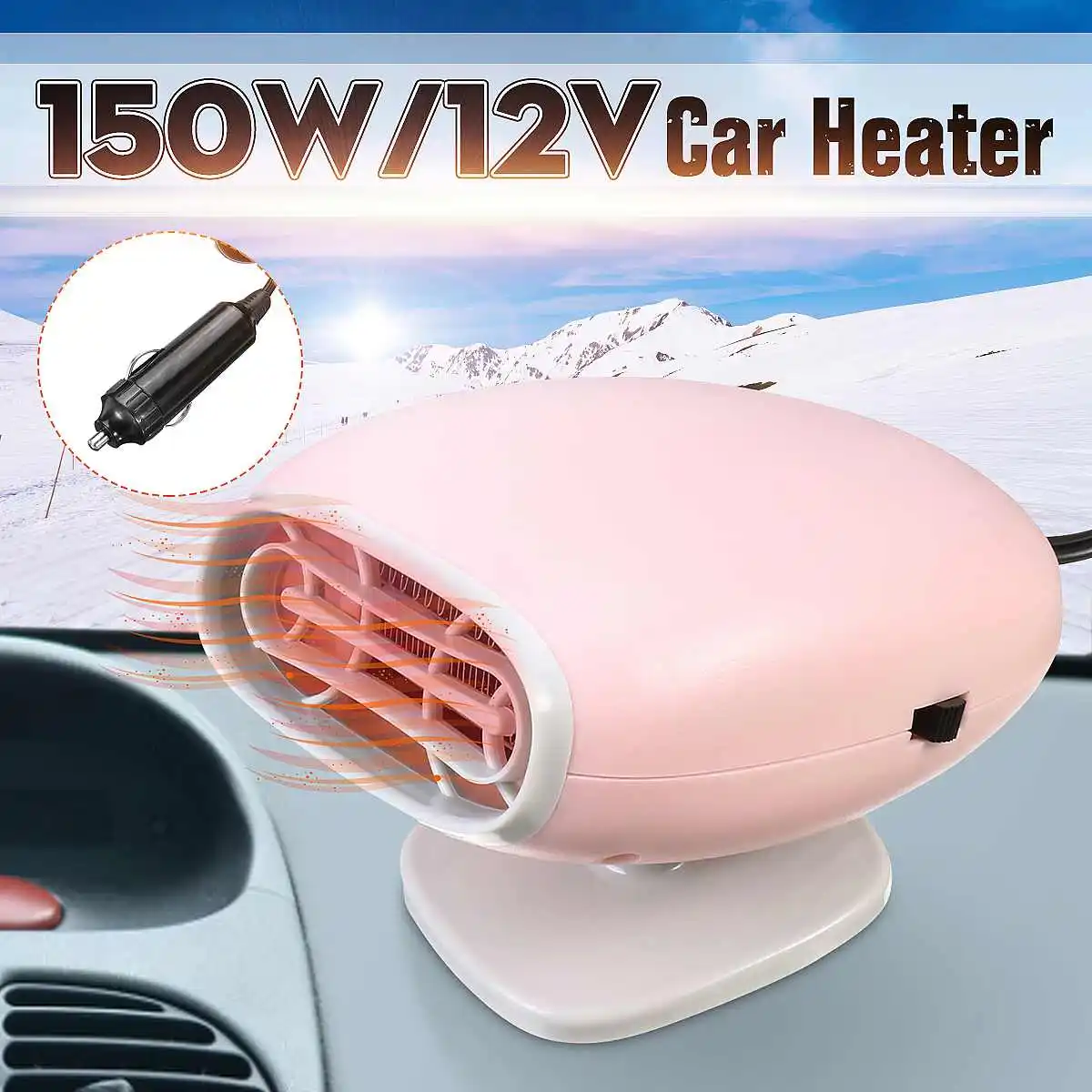 Portable 12V Car Heater Heating Defroster 150W Electric Fan Heater Auto Air Purifier Windshield Snow Removal Heating Machine