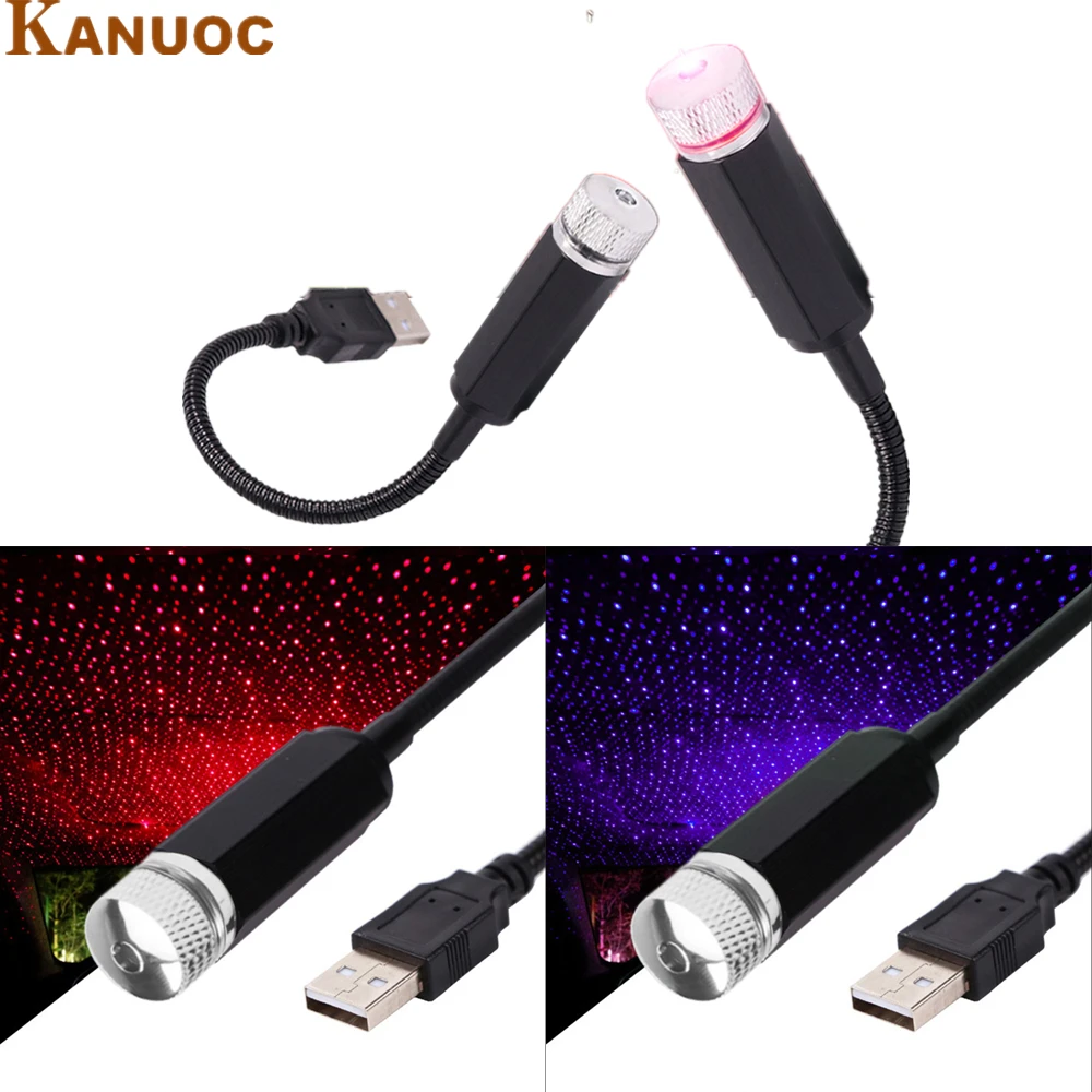 

USB Car Atmosphere Lamp Night Light Interior Ambient Star Light LED Projector Lamp For Peugeot 307 206 308 407 3008 207 208 508