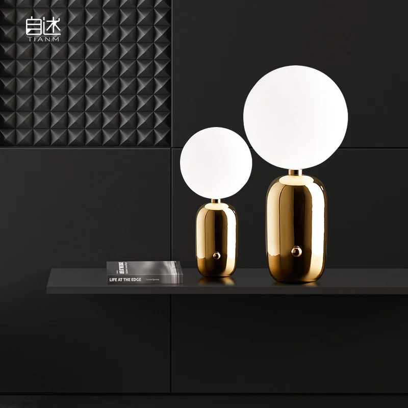 

Modern Dining Living room Smoke gray Glass Table Lamps Bedside Lighting Nordic Balloon glass table lamps office desk lamps