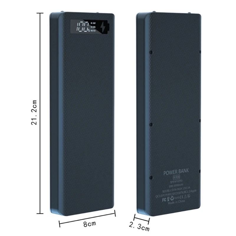 Detachable QC3.0 LCD Display 10x18650 Battery Case PowerBank Shell Charge Box usb battery pack