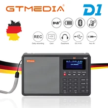 Портативное профессиональное радио GTMedia D1 DAB+ Радио FM Stero 1,8 дюймов lcd с Bluetooth встроенным громкоговорителем tf-картой digital playe