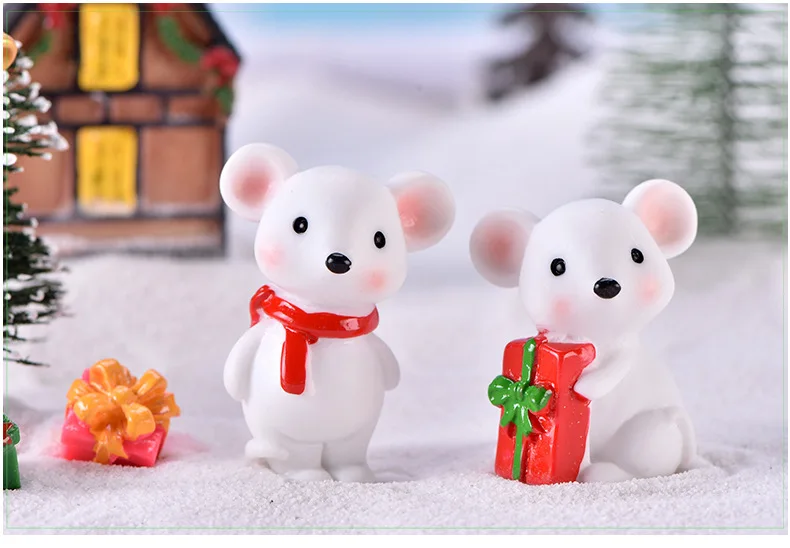 ZOCDOU 1 шт. Милая Новогодняя Рождественская Снежная крыса маленькая мышь Подарочная Статуэтка декоративная фигурка миниатюрные детские игрушки украшения подарок