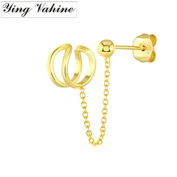 

ying Vahine 100% 925 Sterling Silver 1PCS Single Chain Tassel Pendant Drop Earrings for Women