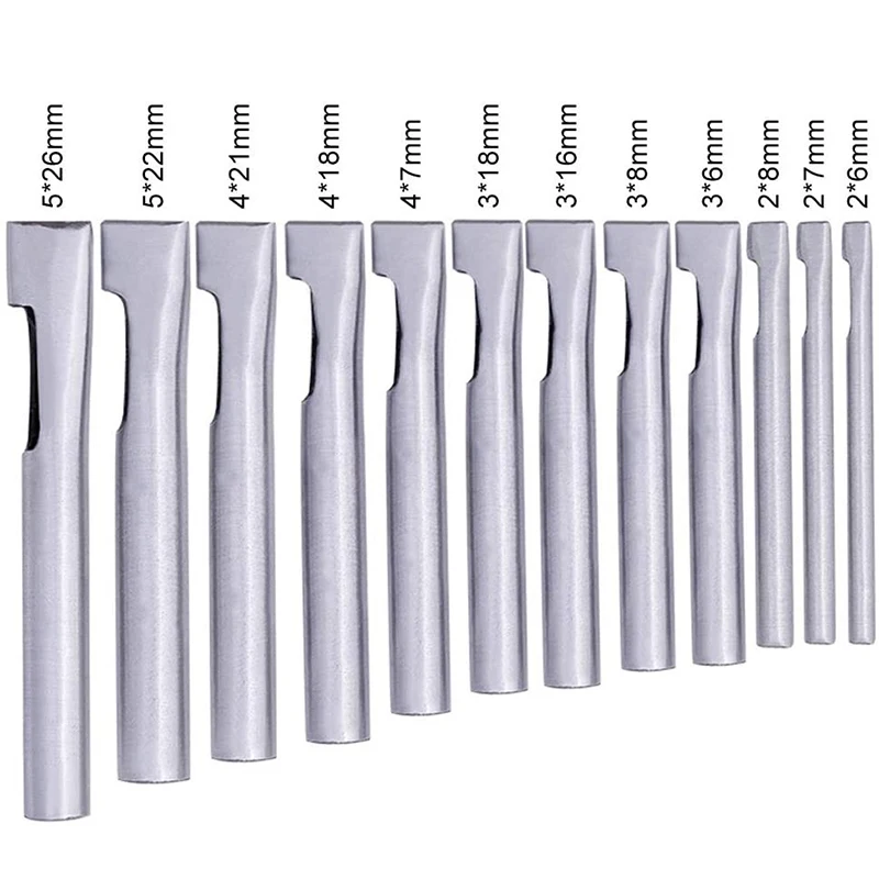 Imzay 12 PCS Leather Craft Hole Punch Set Oval Shape Hollow Belt Watch Banding Gasket Flat Hole Punch Tools