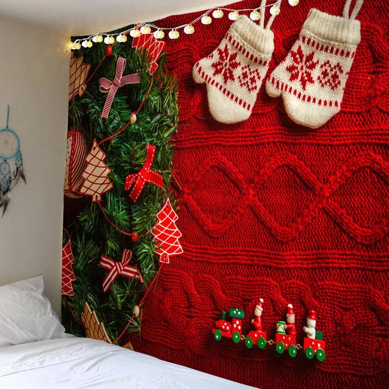 

Tapestry Christmas Wall Hanging Christmas Gloves Home Deco Christmas Tree Print Tapestries Large Size Free Shipping Tapestries