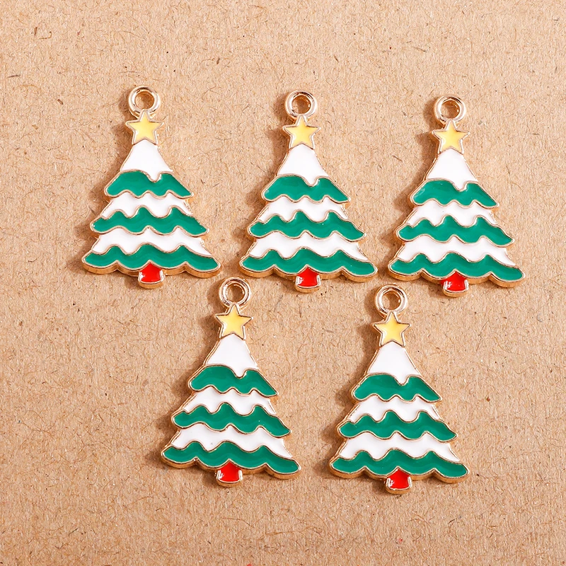 10 stücke Emaille Weihnachten Charms Glocken Santa Claus Schneemann Anhänger für Schmuck Herstellung Halskette Ohrringe DIY Armband Zubehör – Detail 29