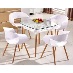 Домашний обеденный стол из закаленного стекла, настольный набор на буковых ножках с подрамником, новый дизайн, белый кухонный стол