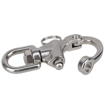 

87mm Stainless Steel Swivel Snap Shackle Eyelet Shackles with D Ring Marine Boat Rigging Hardware DEC889