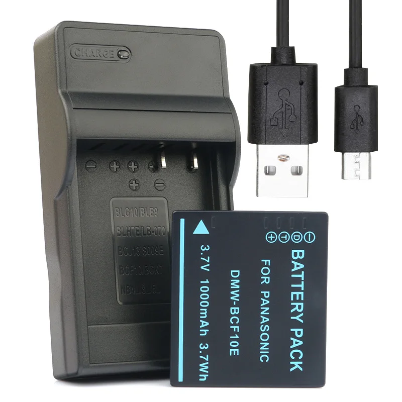 LANFULANG DMW-BCF10E CGA-S/106B Батарея для цифрового фотоаппарата Panasonic DMC-F4 DMC-FH1 DMC-FH3 DMC-FH20 DMC-FH22 DMC-FP8 DMC-FS4 DMC-FS6 - Цвет: Charger and 1Battery