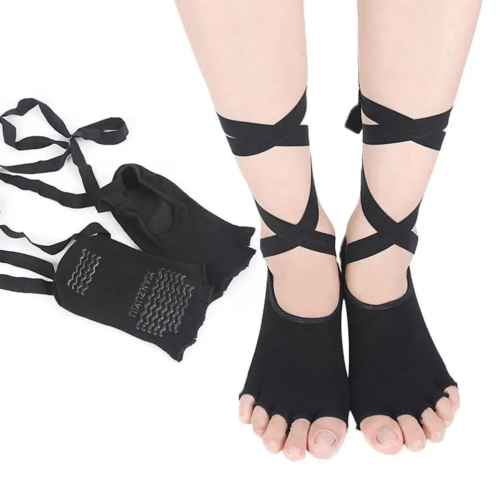 HobbyLane 1 пара Для Женщин Йога ноги теплые носки с пятью пальцами с нескользящей подошвой и массажным эффектом; танцевальные Спортивные Ремни, носки для женщин из хлопка с нескользящей подошвой; обувь для девочек