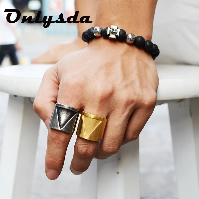 Stainless Steel Ring Finger Ring Stainless Steel Viking triangle love Ring vintage retro Classic jewelry finger man engagement ring Boyfriend Gift OSR067