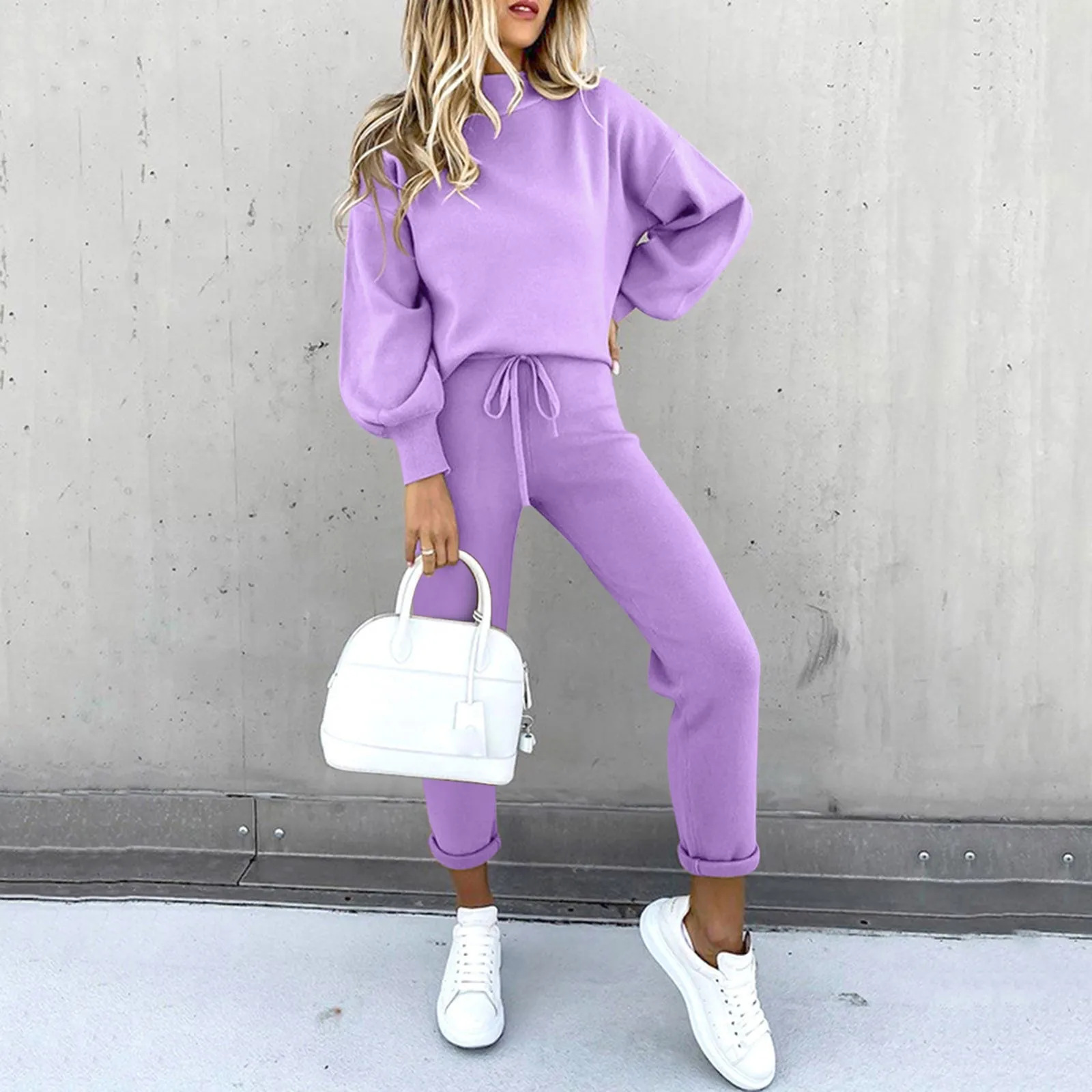 Women Tracksuit Autumn Solid Color Long Sleeve Sweatshirts Two Piece Set Casual Plus Size Female Sportswear Костюм Женский 1
