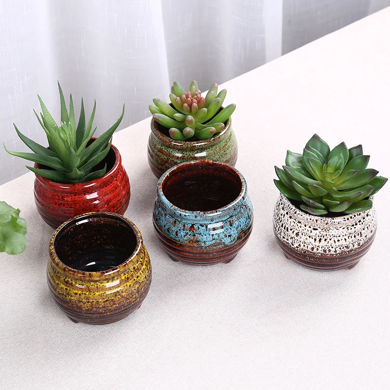 

Kiln-changing fleshy flowerpot Green plant small flowerpot Creative ceramic mini potted cartoon kiln-changing fleshy