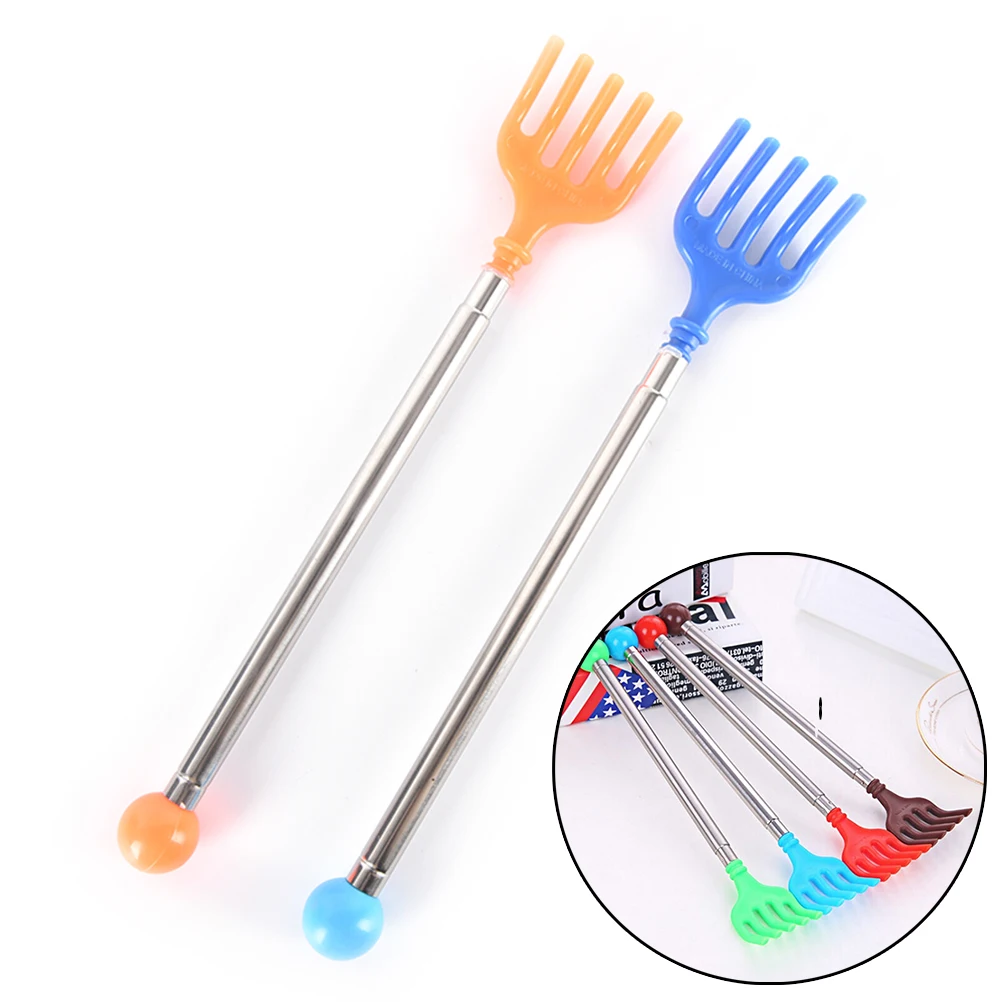Portable Adjustable Size  Itch Aid Scratch Tool With Soft Grip Stainless Steel Back Scratcher Telescopic Random