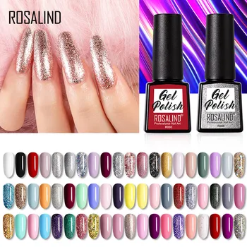 

ROSALIND Nail Polish Soak Off UV 60 Colors Lakiery Hybrydowe Gel Nail Polish For Manicure Need Base Top 7.3ml