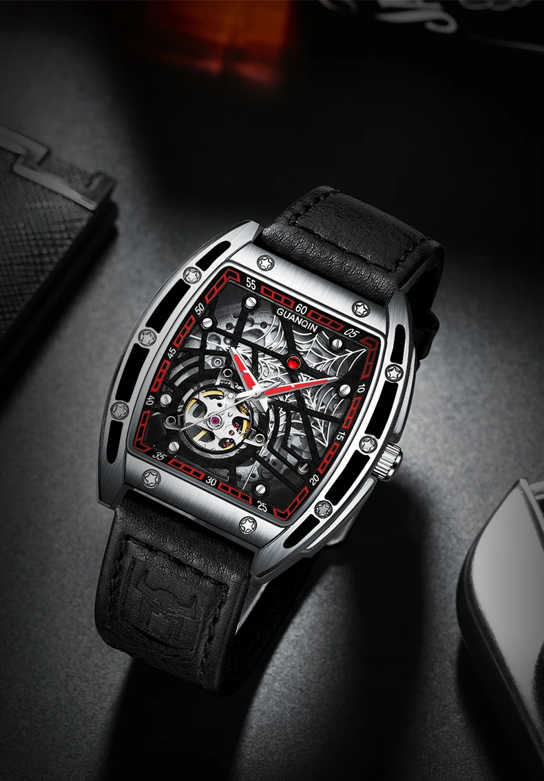 2022 GUANQIN Luxury Fashion Sapphire Mechanical Automatic Watch Men's Watch Stainless Steel Hollow Tourbillon Men's Accessories