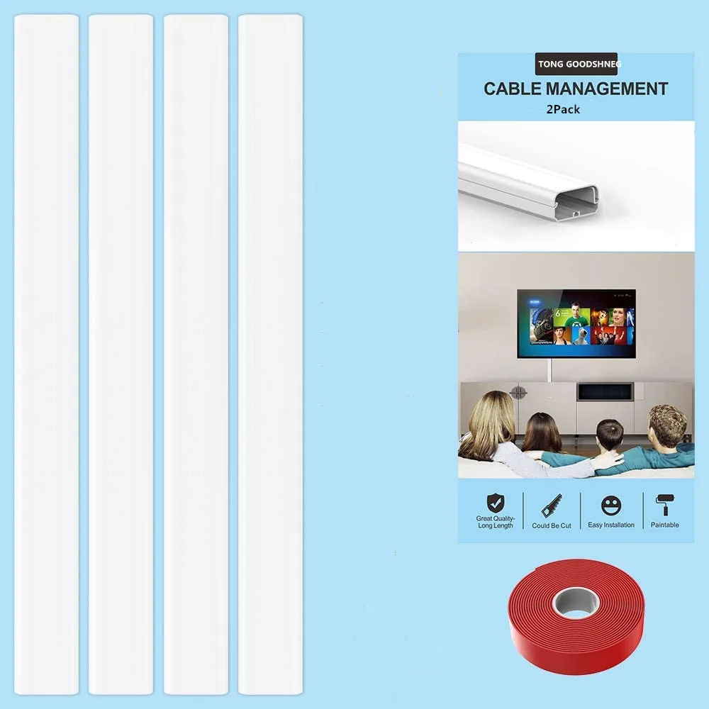 TV Cord Cover Concealer,Long Cable Raceway Channel, Paintable TV Wire Hider for Wall Mounted W1.38 in X H0.78in