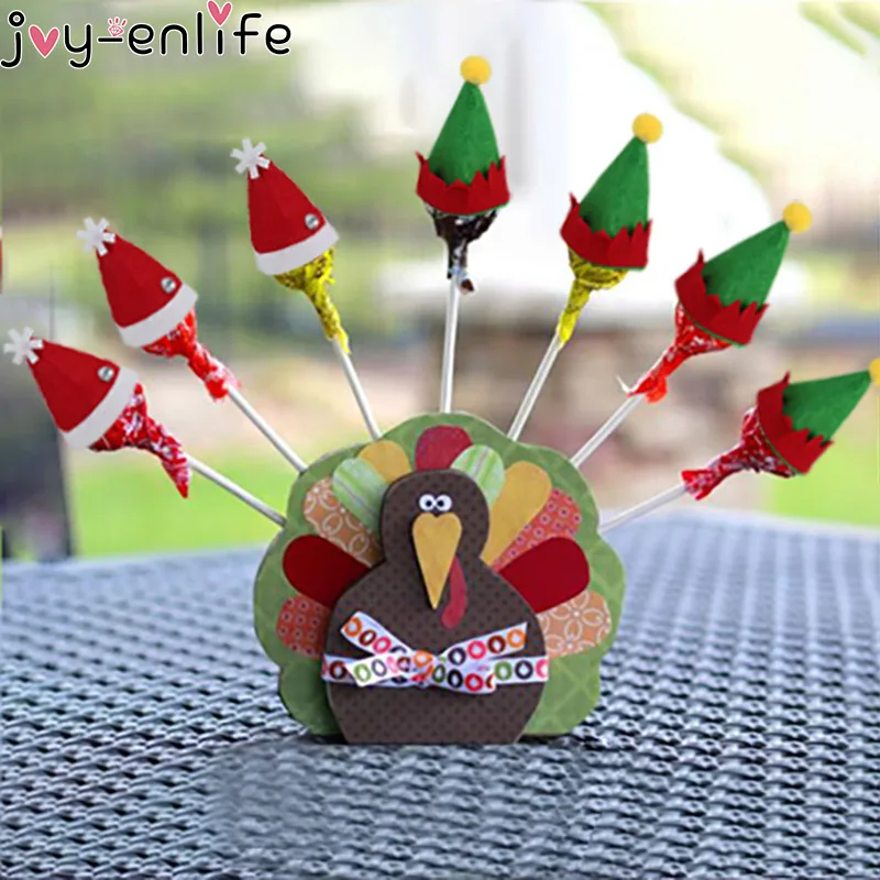 

Joy-Enlife 10pcs Mini Santa Claus Hat Christmas Holiday Lollipop Top Topper Cover New Xmas Christmas Party Decoration for Home