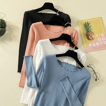 

Knitted Sweater Women Clothes Black Slim Pullover Tops Casual White Winter Thin Sweaters Pull Femme Autumn