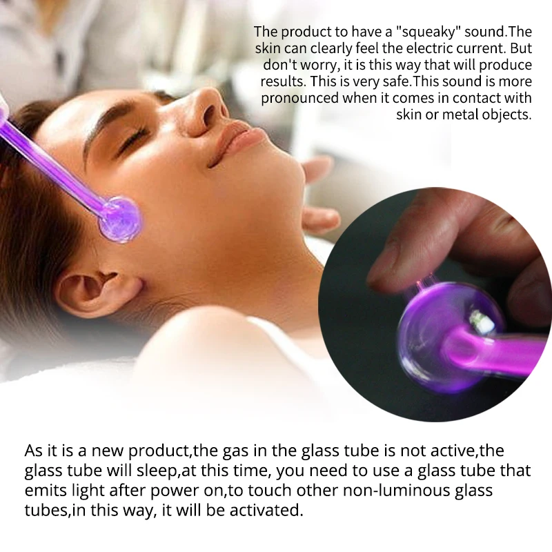 DARSONVAL High Frequency Facial Machine Electrotherapy Wand Argon Glass Darsonval Acne Remover Face Body Spa Home For Hair