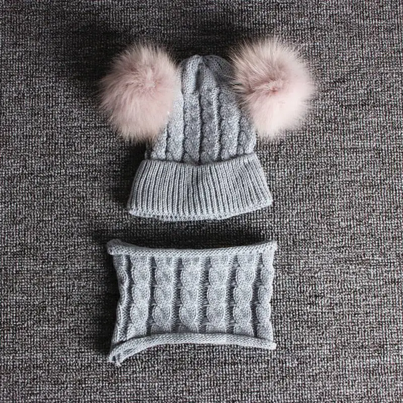 Вязаная Детская шапка для девочек и мальчиков; теплые зимние аксессуары для малышей; комплект из 2 предметов: шапочка+ шарф - Цвет: A5