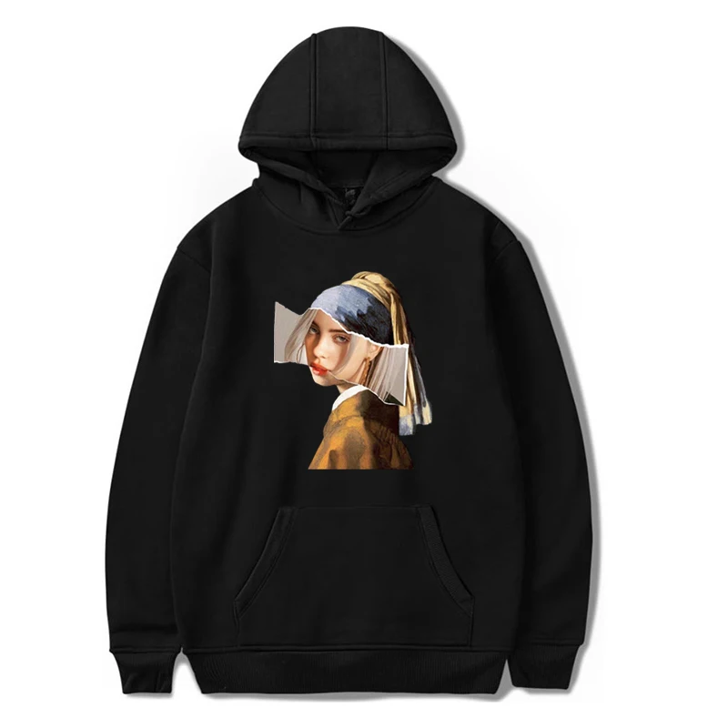 Billie Eilish повседневные толстовки Забавные милые толстовки с длинными рукавами для женщин хлопок Harajuku джемпер с капюшоном пальто осень повседневное худи