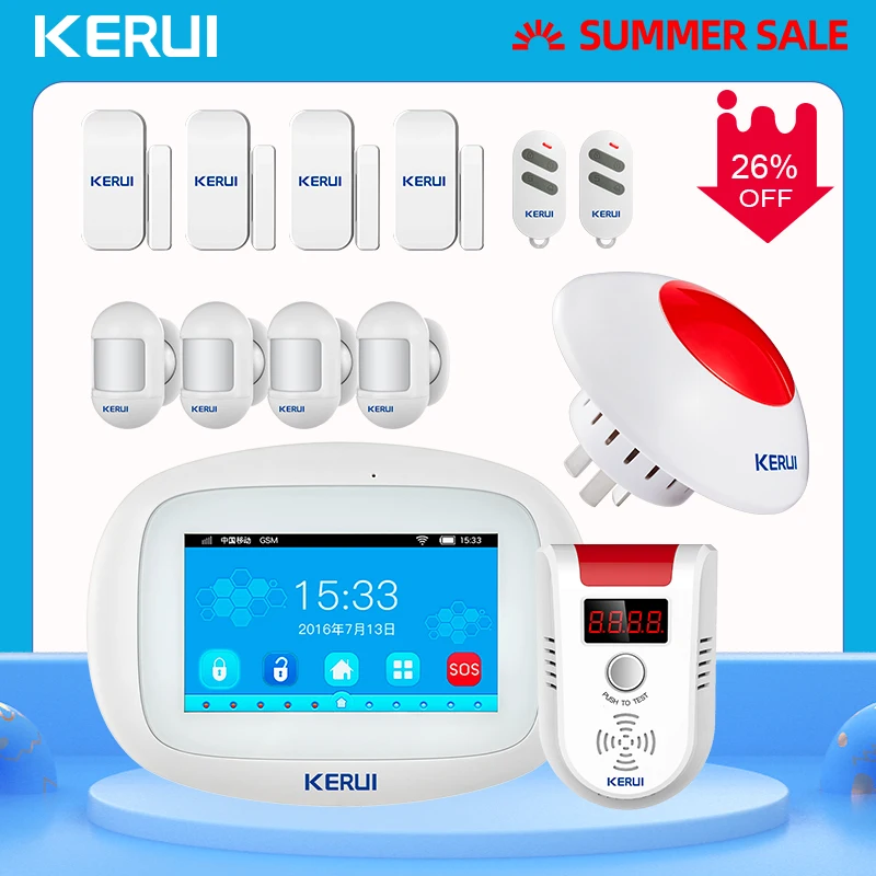 

KERUI K52 Security Protection Anti-theft Alarm Device WIFI GSM 4.3 Inch TFT Color Display APP Control Wireless Home Alarm Aystem