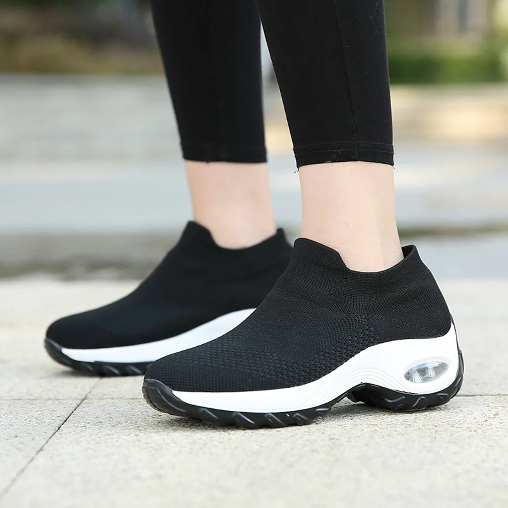 Женские Дышащие сетчатые кроссовки сезон весна-лето 2020 мягкие вязаные без