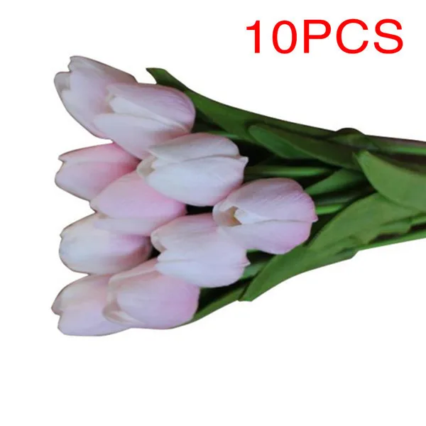 10 шт./партия, искусственные цветы из искусственной кожи, букет, настоящие цветы тюльпана, вечерние свадебные украшения для дома - Цвет: B