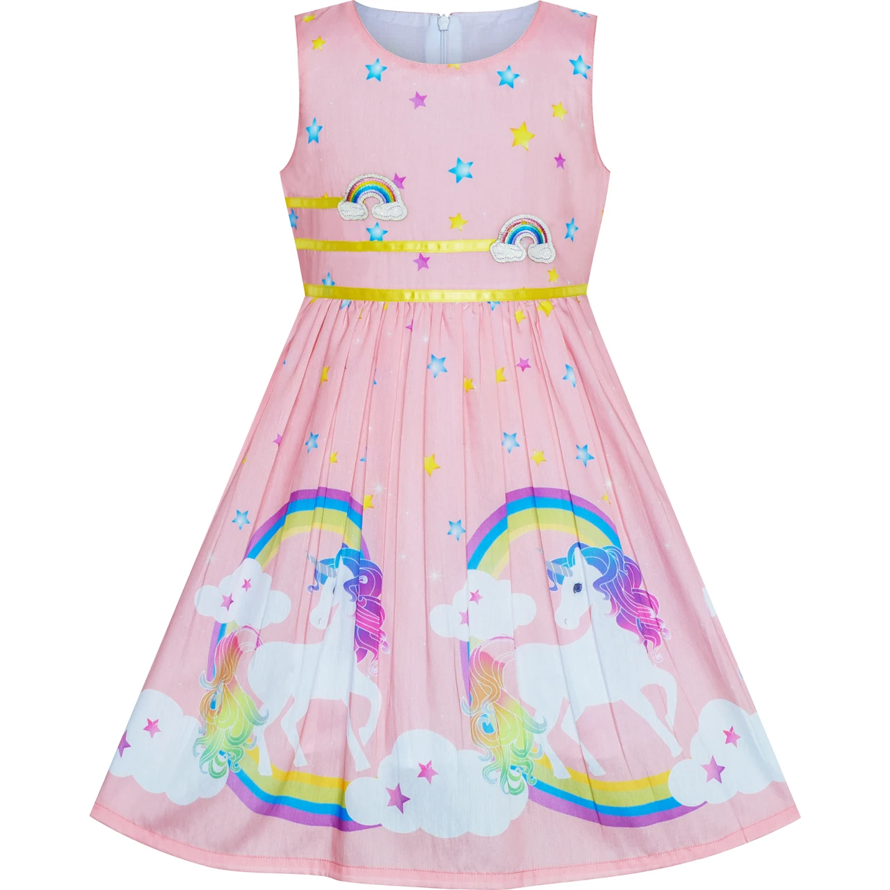

Girls Dress Light Pink Unicorn Rainbow Summer Sundress 2019 Summer Princess Wedding Party Dresses Girl Clothes Pageant Vestidos