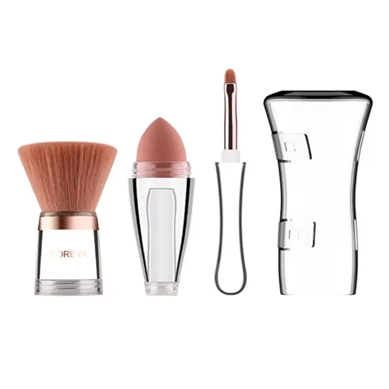 Zoreya 3 In 1 Face Makeup Brushes with Cover Lip Brush Blender Sponge Puff Flat Contour Brush Base Cosmetic Tools#11
