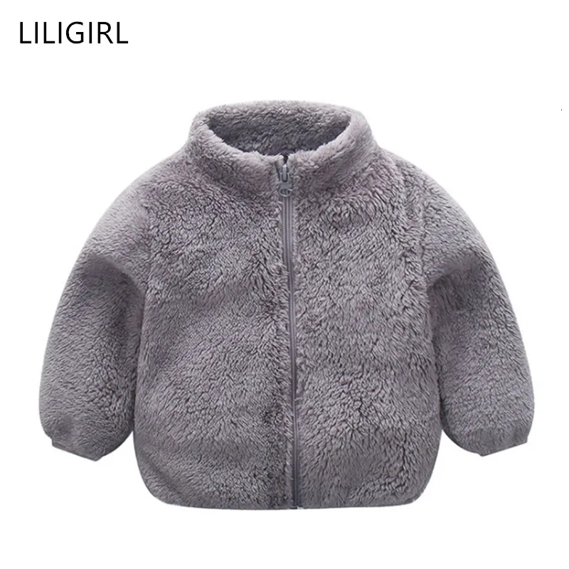 LILIGIRL Новая Детская плюшевая куртка с длинными рукавами осенне-зимняя детская теплая верхняя одежда куртки для девочек