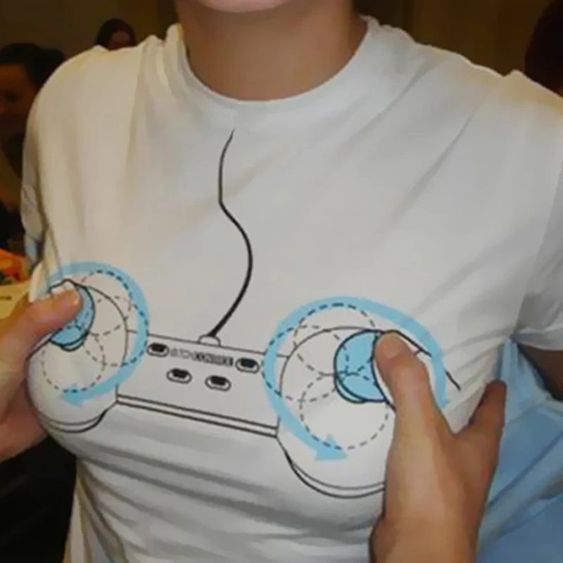Летняя Сексуальная женская футболка с коротким рукавом и забавным принтом в виде геймпада, Harajuku, большие размеры, женские топы, одежда kpop, парные футболки - Цвет: white