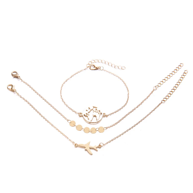 Женский комплект браслетов из 3 предметов браслет золотого цвета с