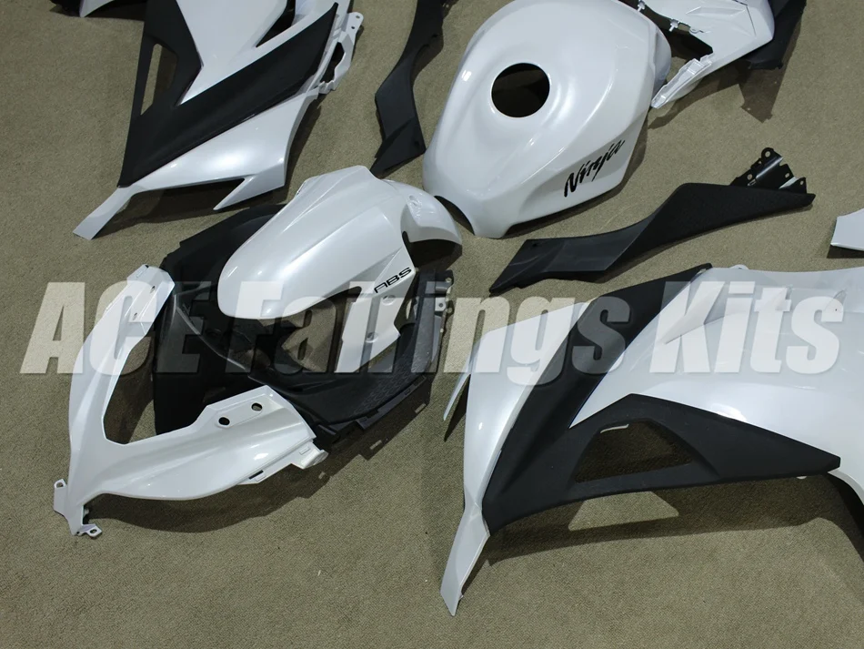 ABS Полный комплект обтекателя Для Kawasaki Ninja300 EX300 300R 2013, 13, 14, 15, 16, 17, Обтекатели+ крышка бака из белого топа и