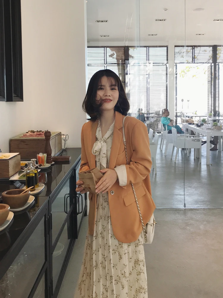 Heydress Осенняя Новая женская однотонная блейзер с карманами Офисная Женская верхняя одежда на пуговицах Женская куртка с воротником