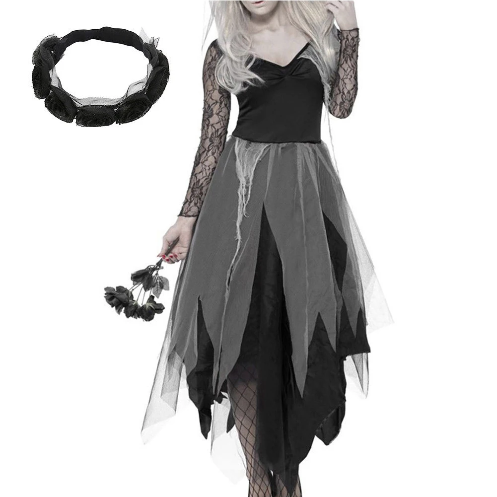 

Zombie Fancy Irregular Halloween Headwear Long Sleeve Cosplay Costume Scary Ladies