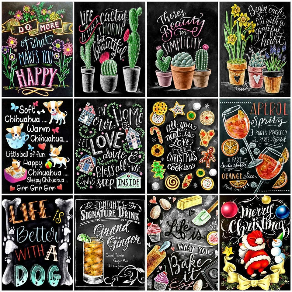 Picture Number Painting Black Kit Painting Numbers Diy Oil Painting