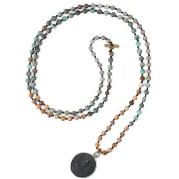 

C.QUANCHI Ethnic Boho Women Charm Necklaces Hand Woven Stone Beaded Strand Statement Necklace Long Chain for Lovers Gifts