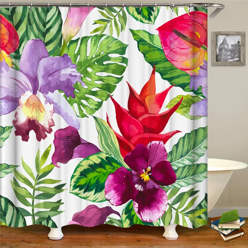 

Unique Flowers Poster Shower Curtains Bathroom Curtain for Home Decoration Waterproof Polyester Fabric Bath Screen Curtain