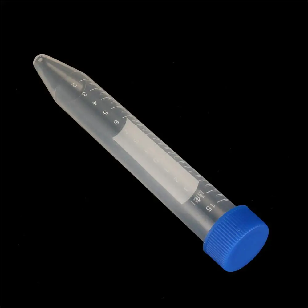 5Pcs 15ml transparent centrifuge tube with scale screw cap cone bottom centrifugal tube free-standing laboratory vial container